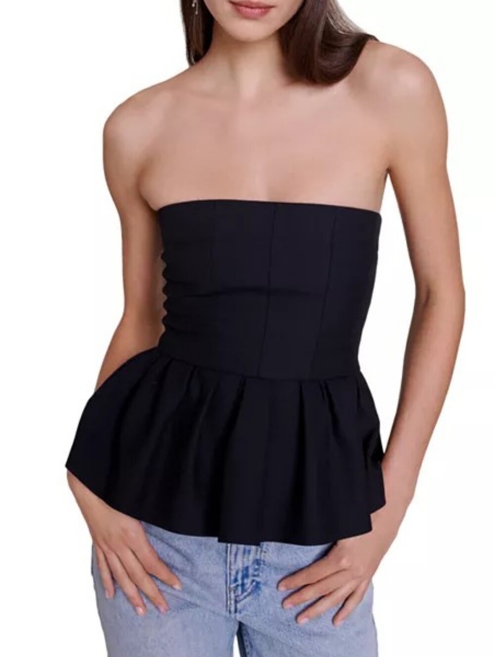 Maje Black Strapless Peplum Dress - NWT Sz FR 2